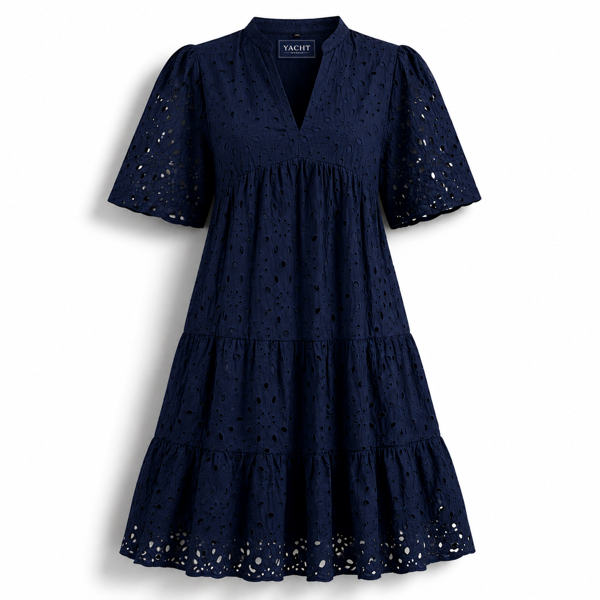 THE EYELET Mini Dress - NAVY